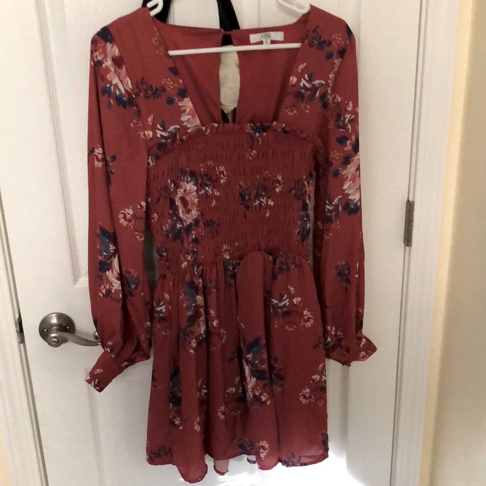 Red floral summer dress, size S, never worn